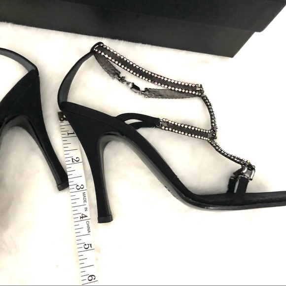 GIUSEPPE ZANOTTI BLACK CRYSTAL EMBELLISHED SANDALS 37 - Picture 8 of 11